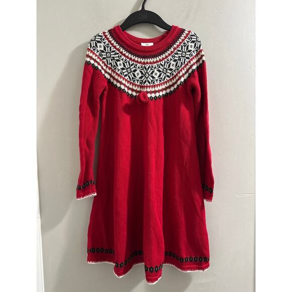 Hanna‎ Andersson Red fair isle Sweater dress size US 10 - Picture 1 of 6